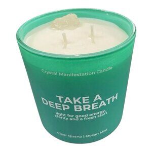 Jill & Ally Take A Deep Breath Clear Quartz Crystal Manifestation Candle Ocean